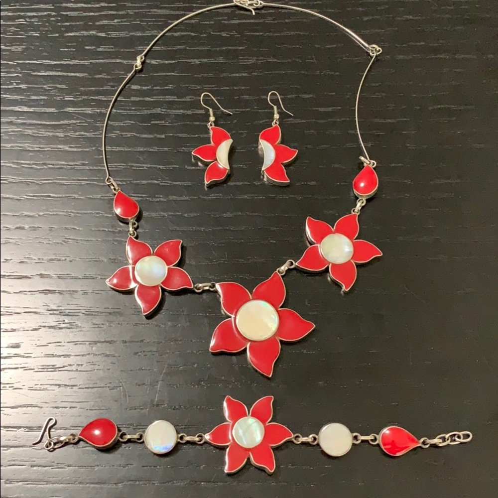Necklace, earrings and bracelet - double-sided!!